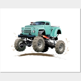 Cartoon monster truck Posters and Art